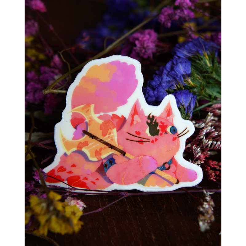 barbarian cat - sticker with gilding