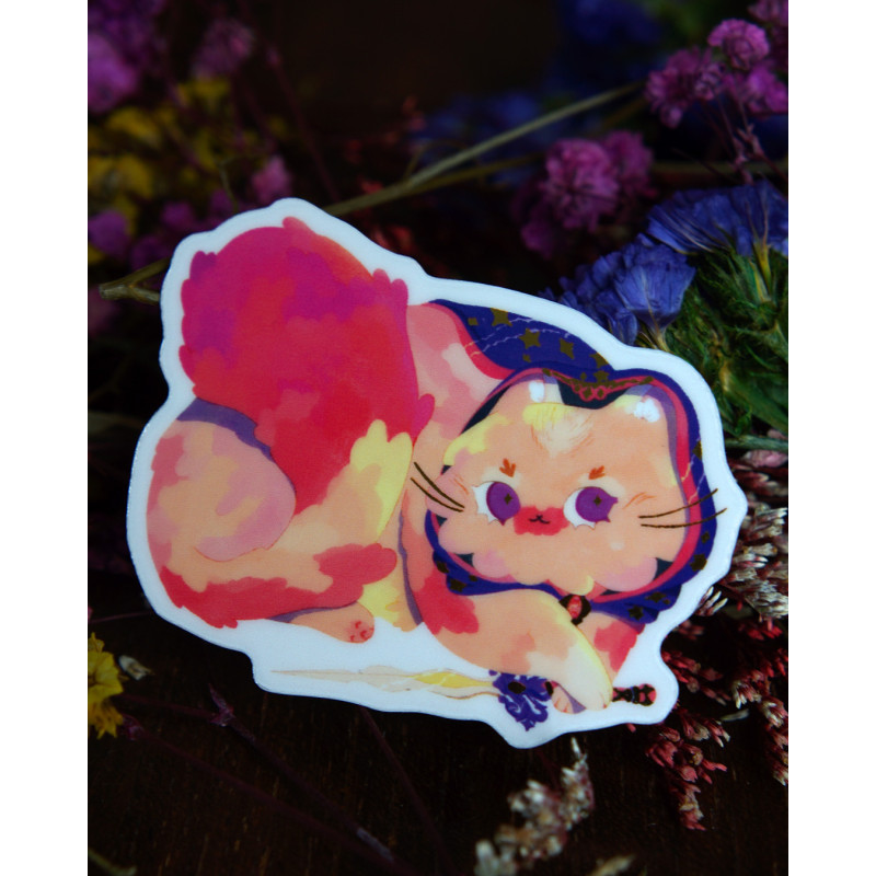 cat thief - sticker with gilding
