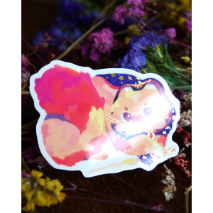 cat thief - sticker with gilding