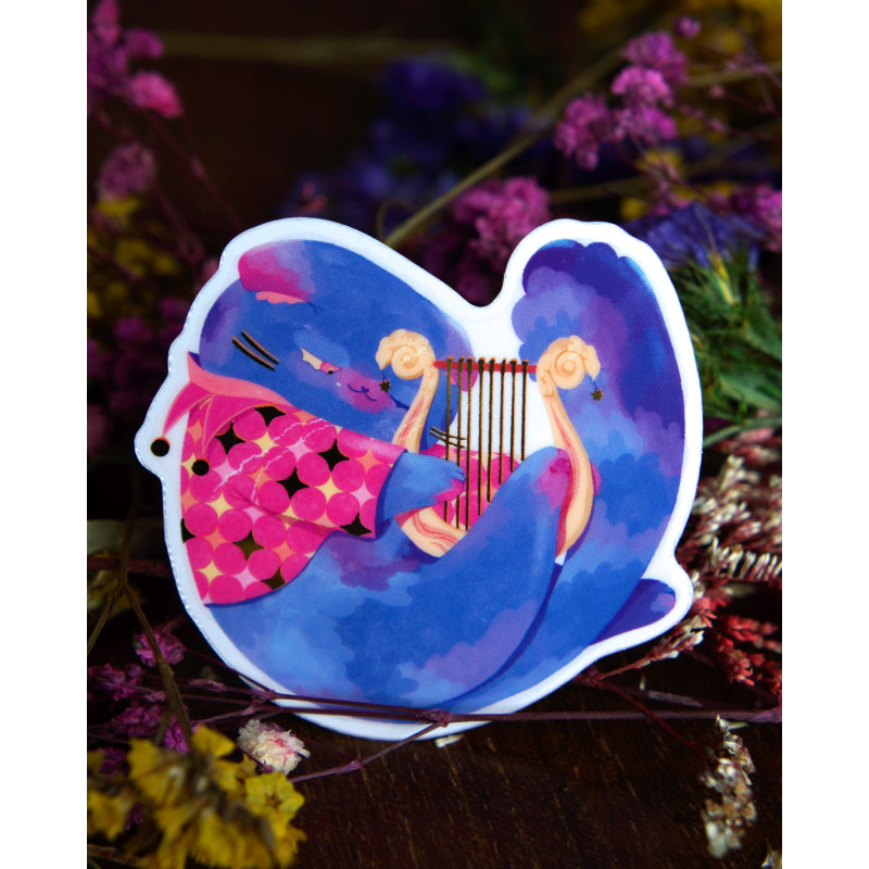 bard cat - sticker with gilding
