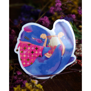bard cat - sticker with gilding