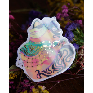 warlock cat - sticker with gilding