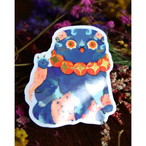 monk cat - sticker with gilding