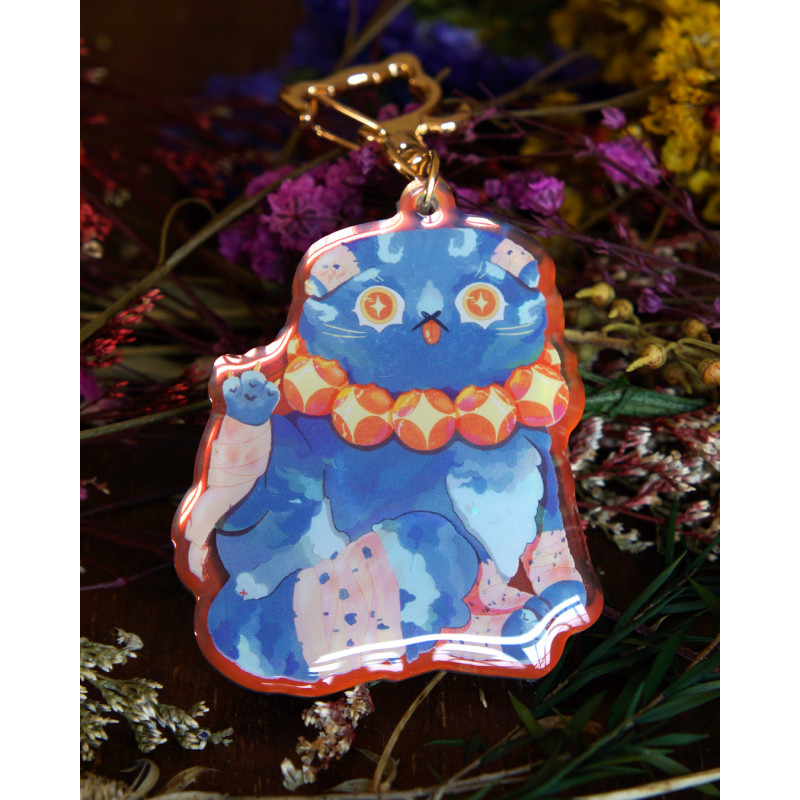 monk cat - rainbow keychain