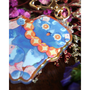 monk cat - rainbow keychain