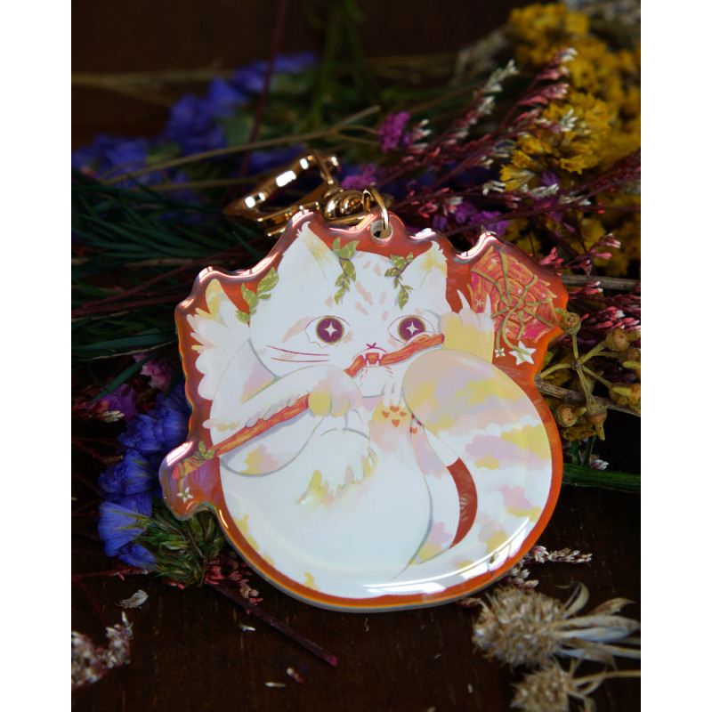 chat druide - porte-clef arc-en-ciel