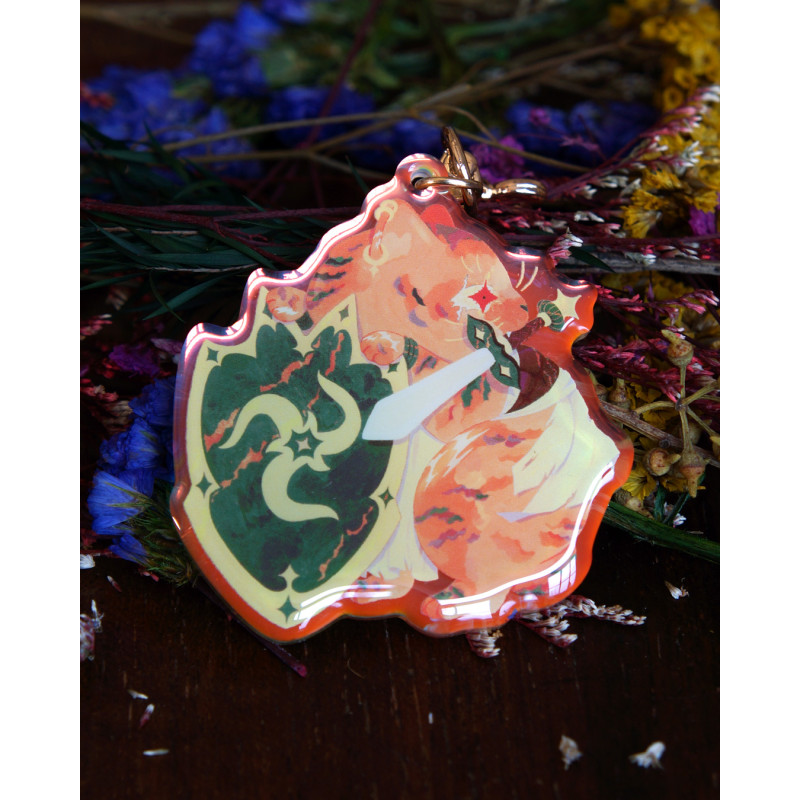 warrior cat - rainbow keychain