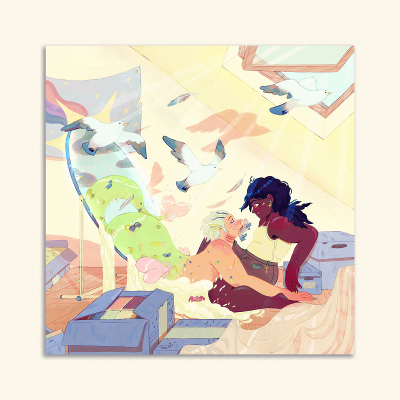 mirror mermaid - square print