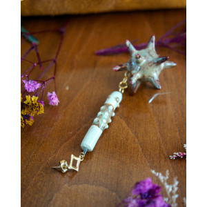 cream and dried blood ear flail - buckle