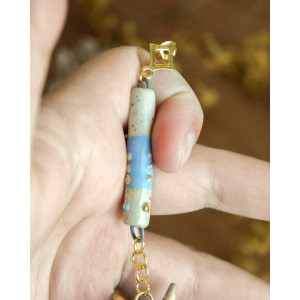 blue and matt gold ear flail - earring