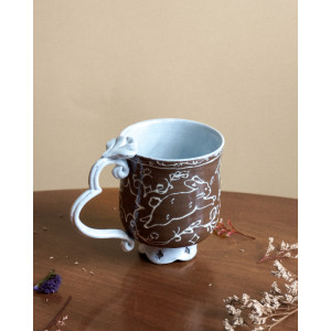lapins lunaires - tasse anthracite romantique