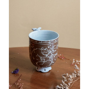 chats partageant une étoile - tasse anthracite romantique