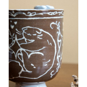 cats sharing a star - romantic anthracite mug