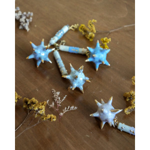 blue and matt gold ear flail - earring
