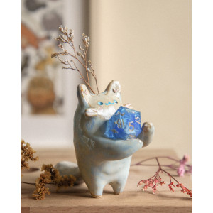 chat soliflore bleu pâle - porteur de dé