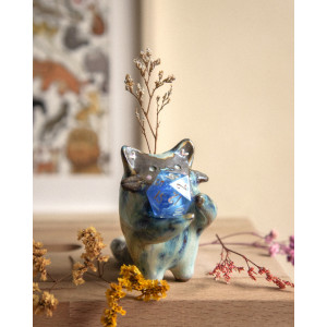 chat soliflore bleu coulant - porteur de dé