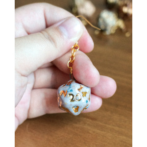 d20 purple and blue spotts - earring