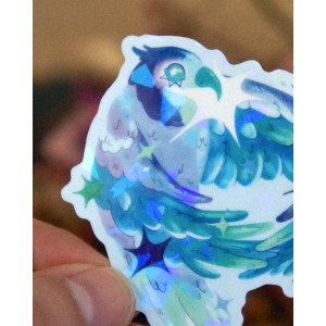 perruche voleur d'étoiles gay - sticker holographique