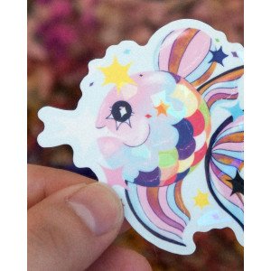 poisson voleur d'étoiles lgbtq+ - sticker holographique