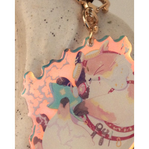 chat artificier - porte-clef arc-en-ciel