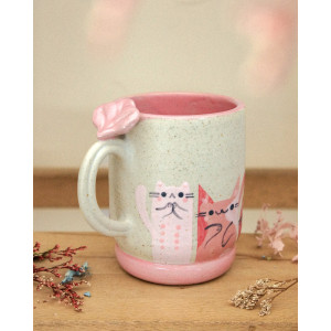 longs chats roses - tasse