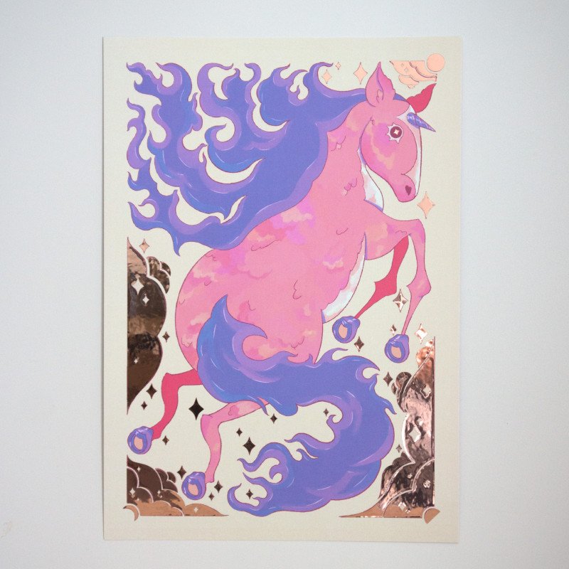 cheval lunaire de feu - print