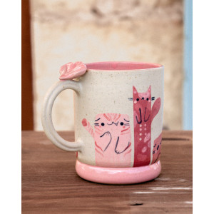 longs chats roses - tasse