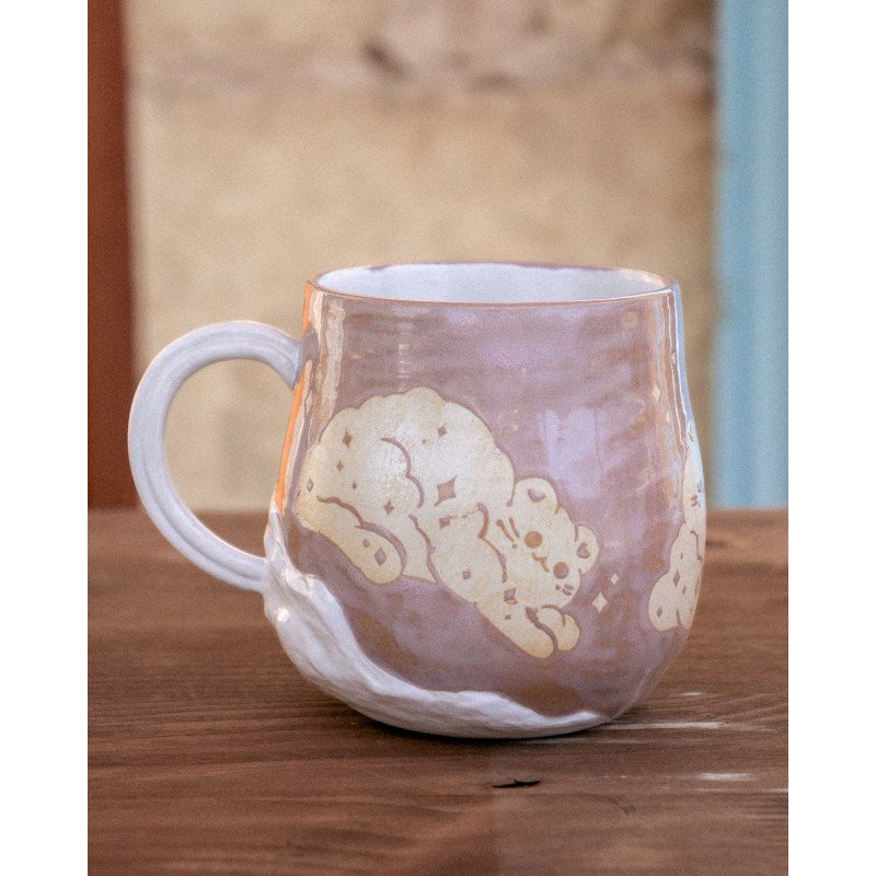 chats nuages violet - tasse