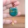 peacock blue starry cat - earring