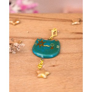 peacock blue starry cat - earring