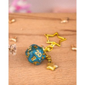 d20 bleu paon - porte-clef