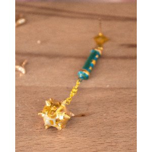 Peacock Blue and Gold Fléau - Earring