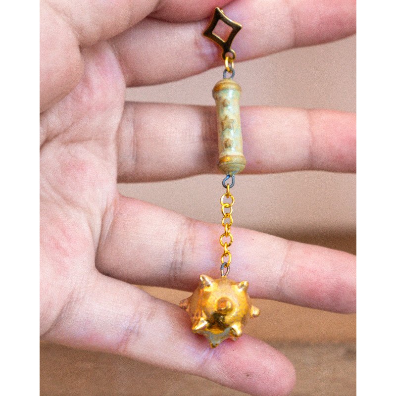 blue and gold fléau - earring
