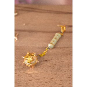 blue and gold fléau - earring