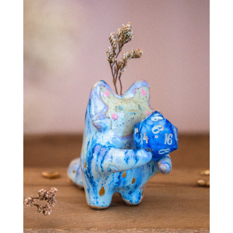 marbled blue Soliflore Cat – Dice Holder