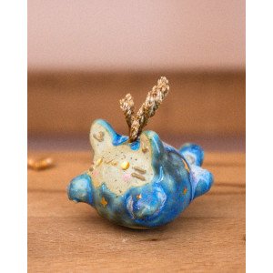 cosmic blue cat - single-flower vase