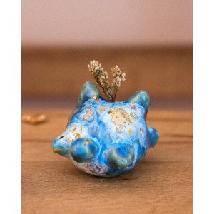cosmic blue cat - single-flower vase