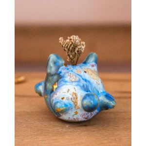 cosmic blue cat - single-flower vase