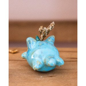 sky-blue unicorn cat – single-flower vase