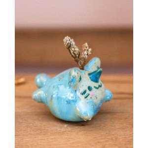 sky-blue unicorn cat – single-flower vase