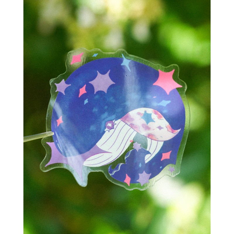 star-stealing whale bi - transparent sticker