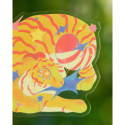 tiger stealing stars pan - transparent sticker