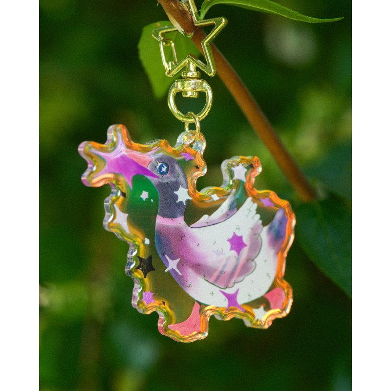 asexual star-stealing duck - rainbow keyring