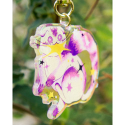 scottish fold non-binary star thief - rainbow keyring