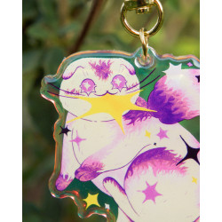 scottish fold non-binary star thief - rainbow keyring