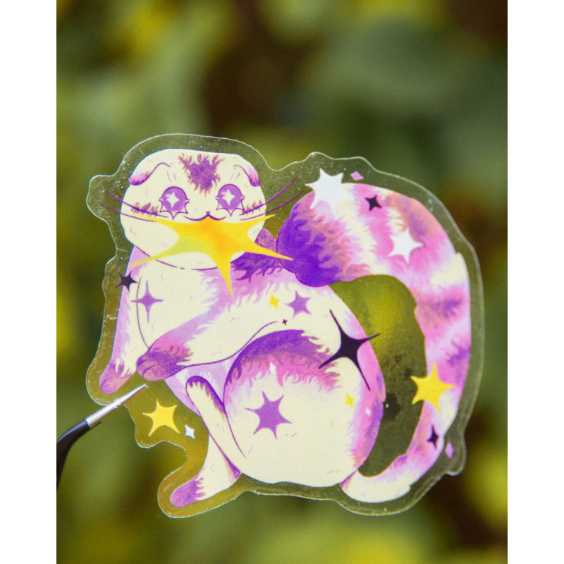 scottish fold non-binary star thief - transparent sticker
