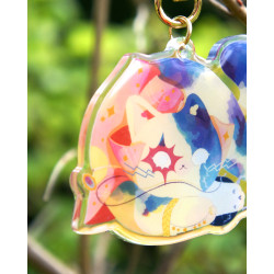 chat sorceleur - porte-clef arc-en-ciel