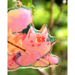 barbarian cat - rainbow keychain