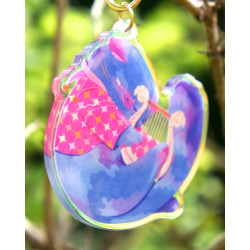 bard cat - rainbow keychain
