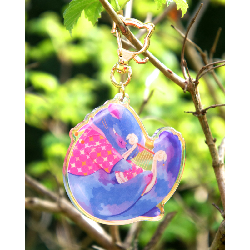 bard cat - rainbow keychain